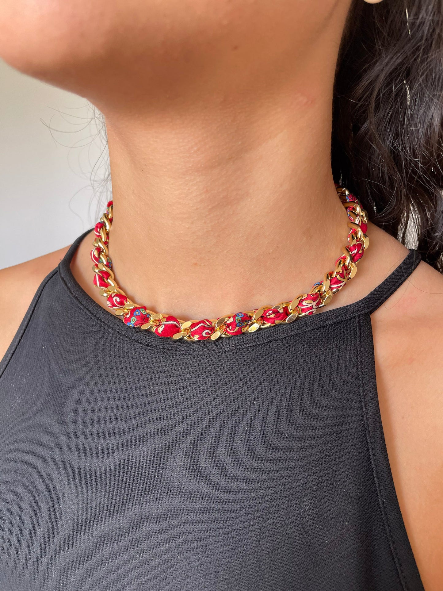 Collier Mailles Upcyclé Tout en Soie 'Voûte'