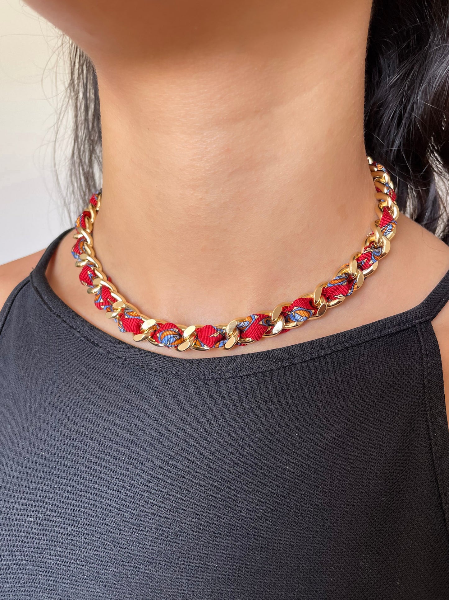 Collier Mailles Upcyclé Tout en Soie 'Le Monticole'