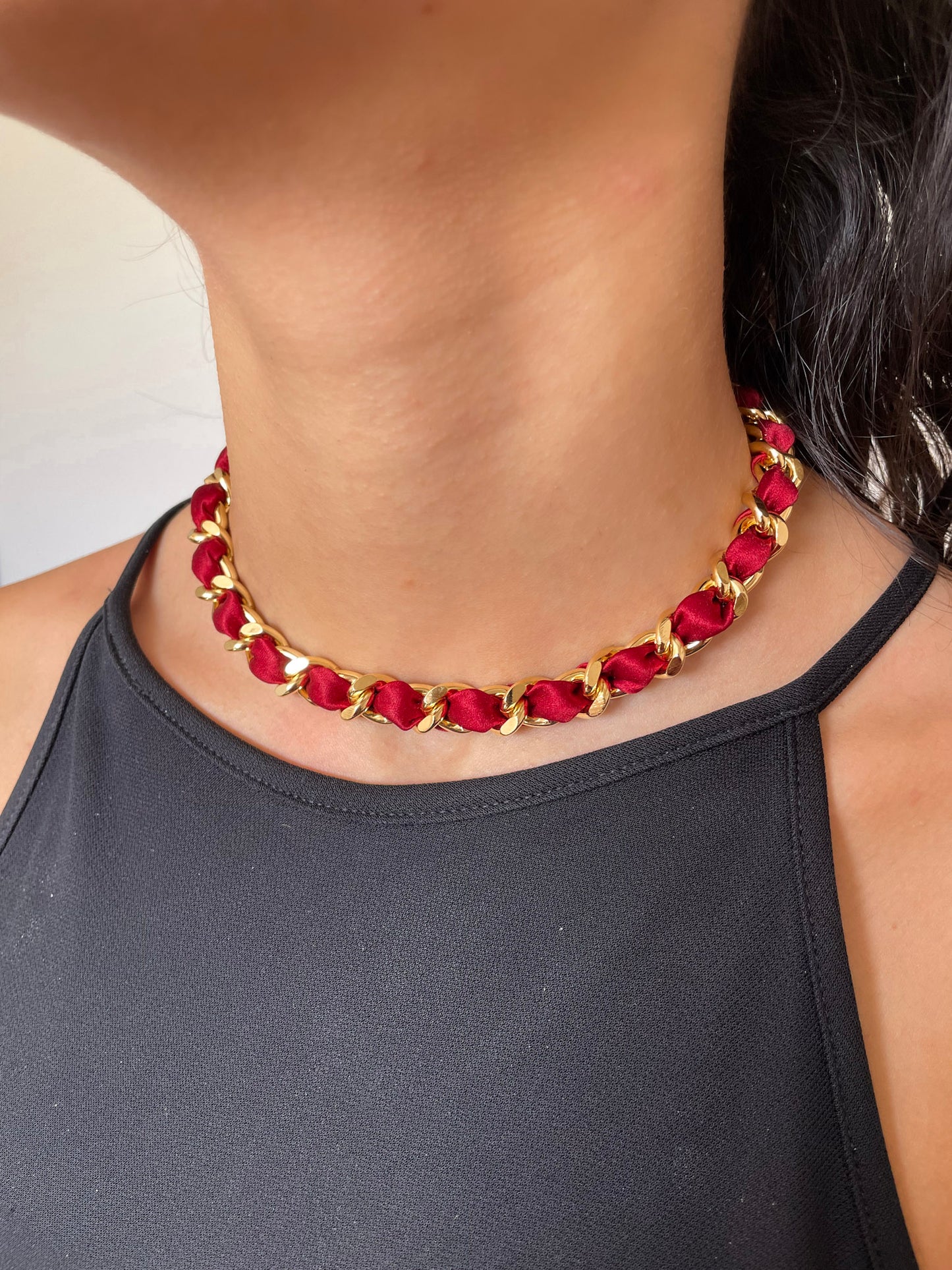 Collier Mailles Upcyclé Tout en Soie 'Route de la soie'