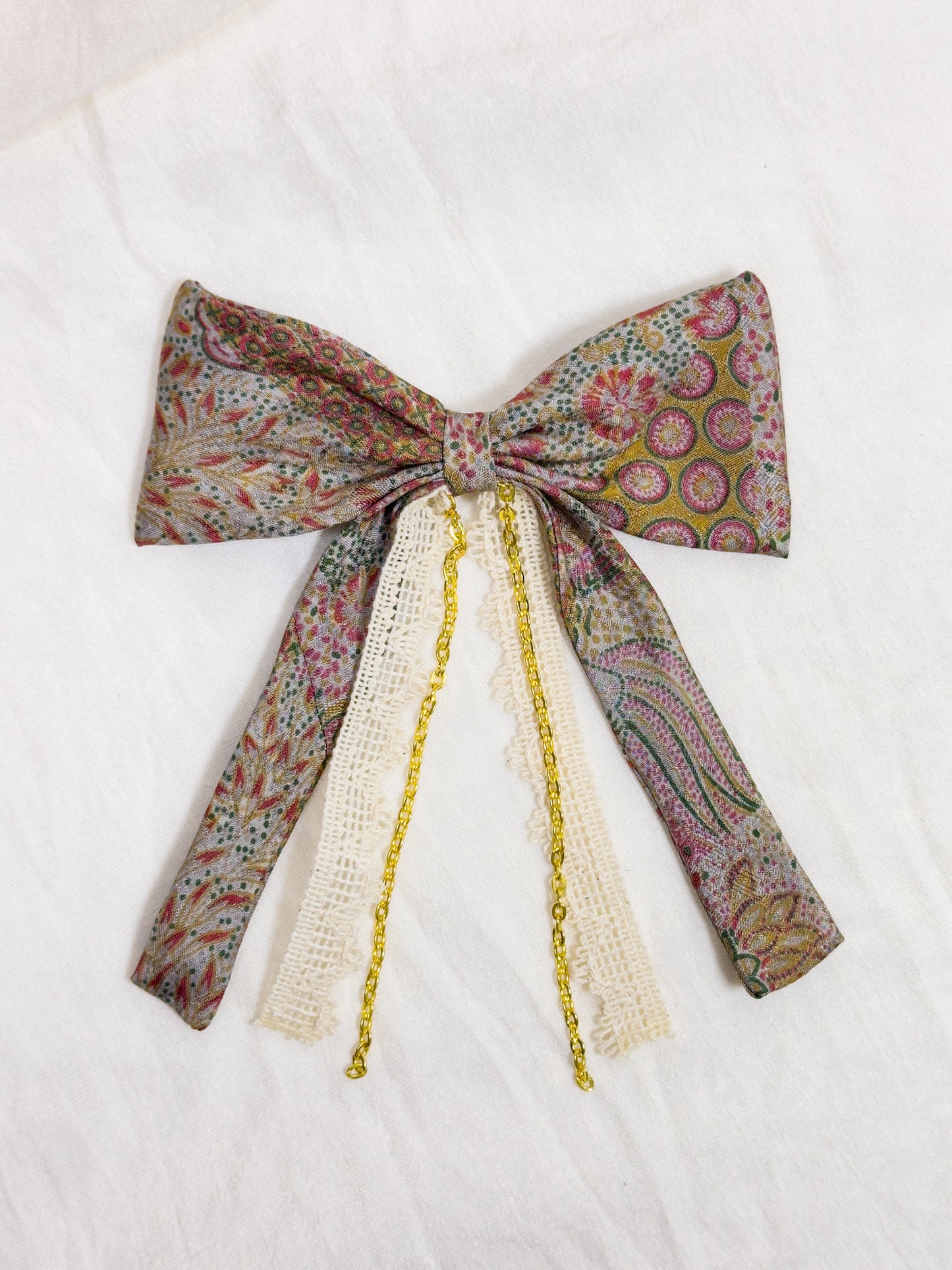Barrette Nœud Upcyclé 'Make a wish'