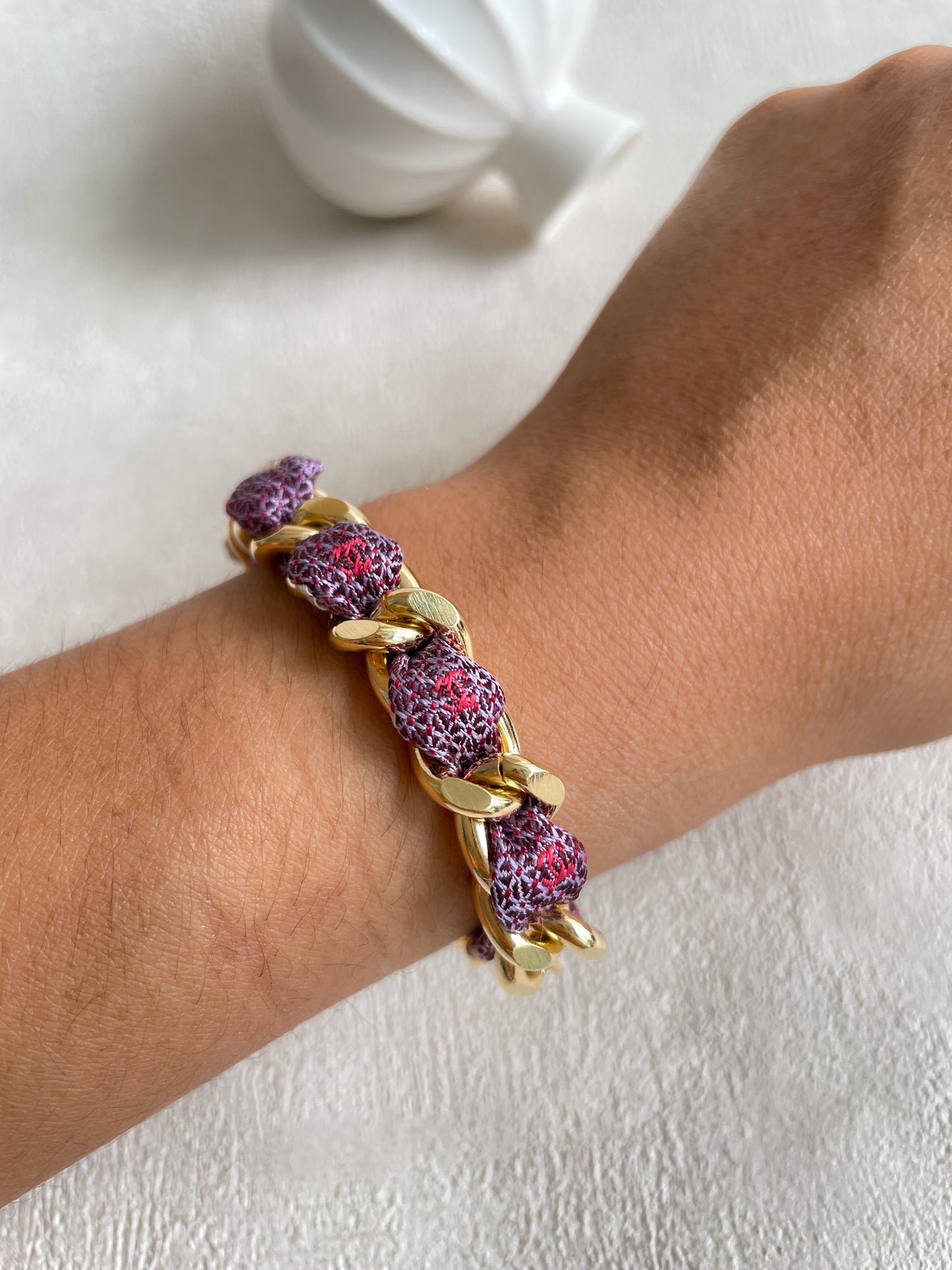 Bracelet Mailles Upcyclé Iconique 'Améthyste'