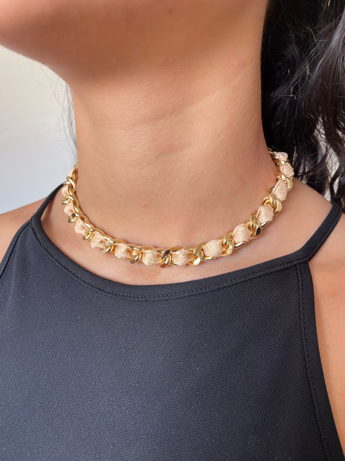 Collier Mailles Upcyclé Tout en Soie 'Nudy Flowers'