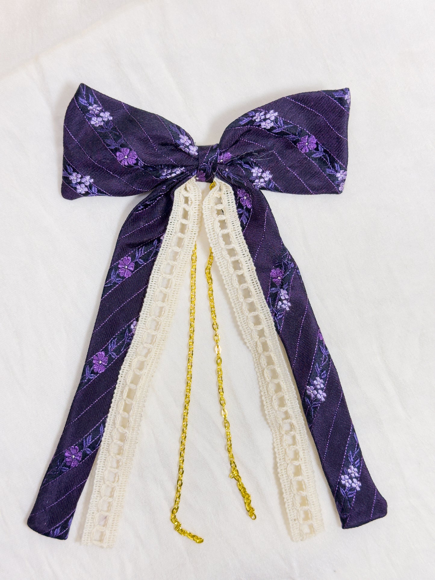 Barrette Nœud Upcyclé 'Divine'