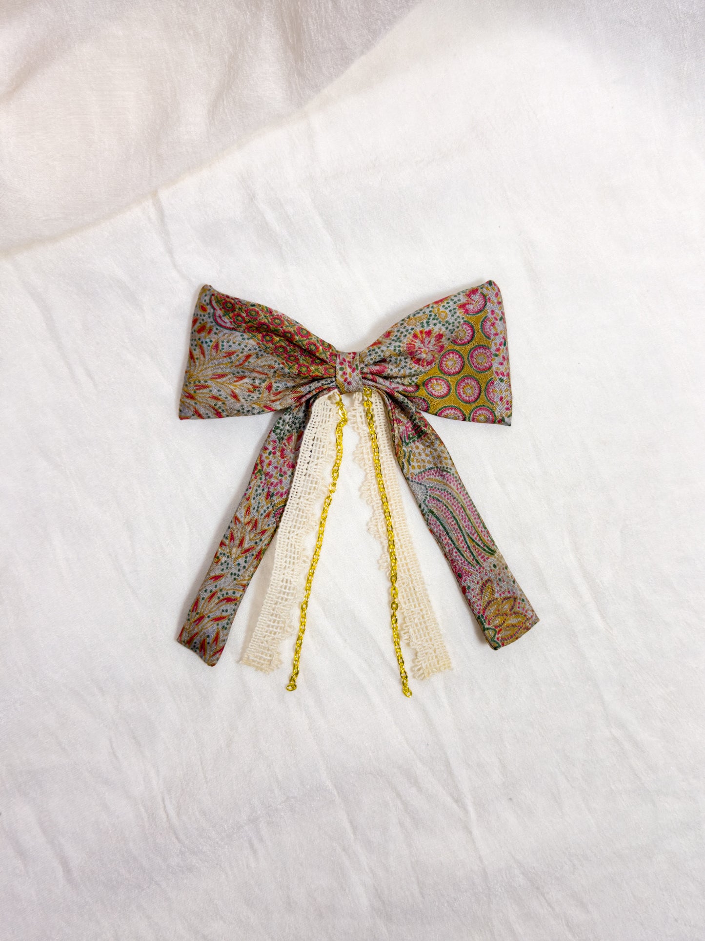 Barrette Nœud Upcyclé 'Make a wish'