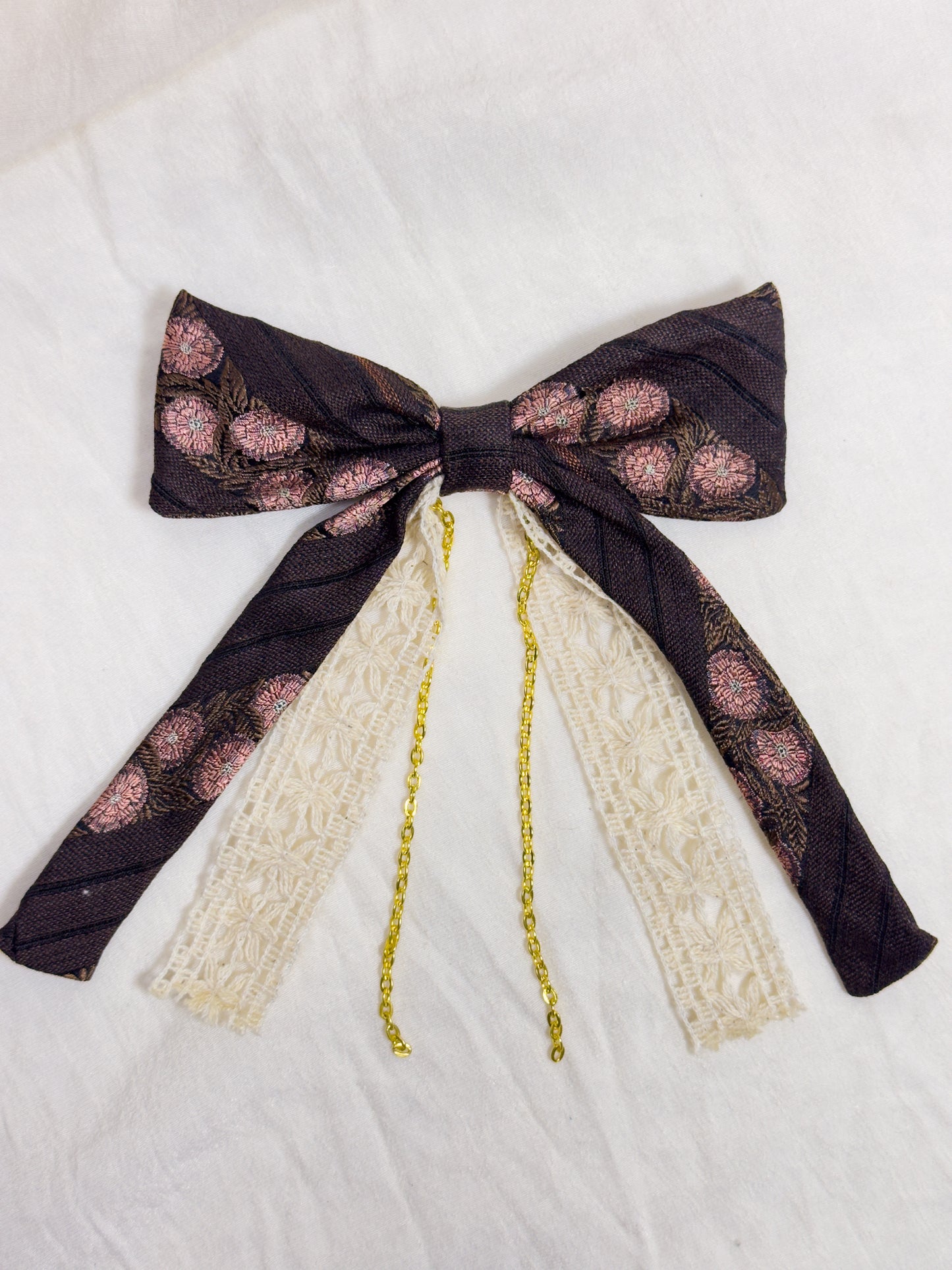Barrette Nœud Upcyclé 'Boules fantaisies'