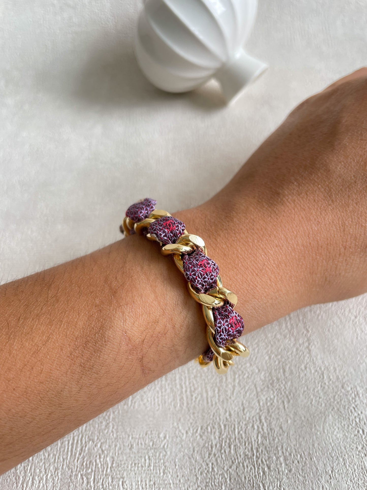 Bracelet Mailles Upcyclé Iconique 'Améthyste'
