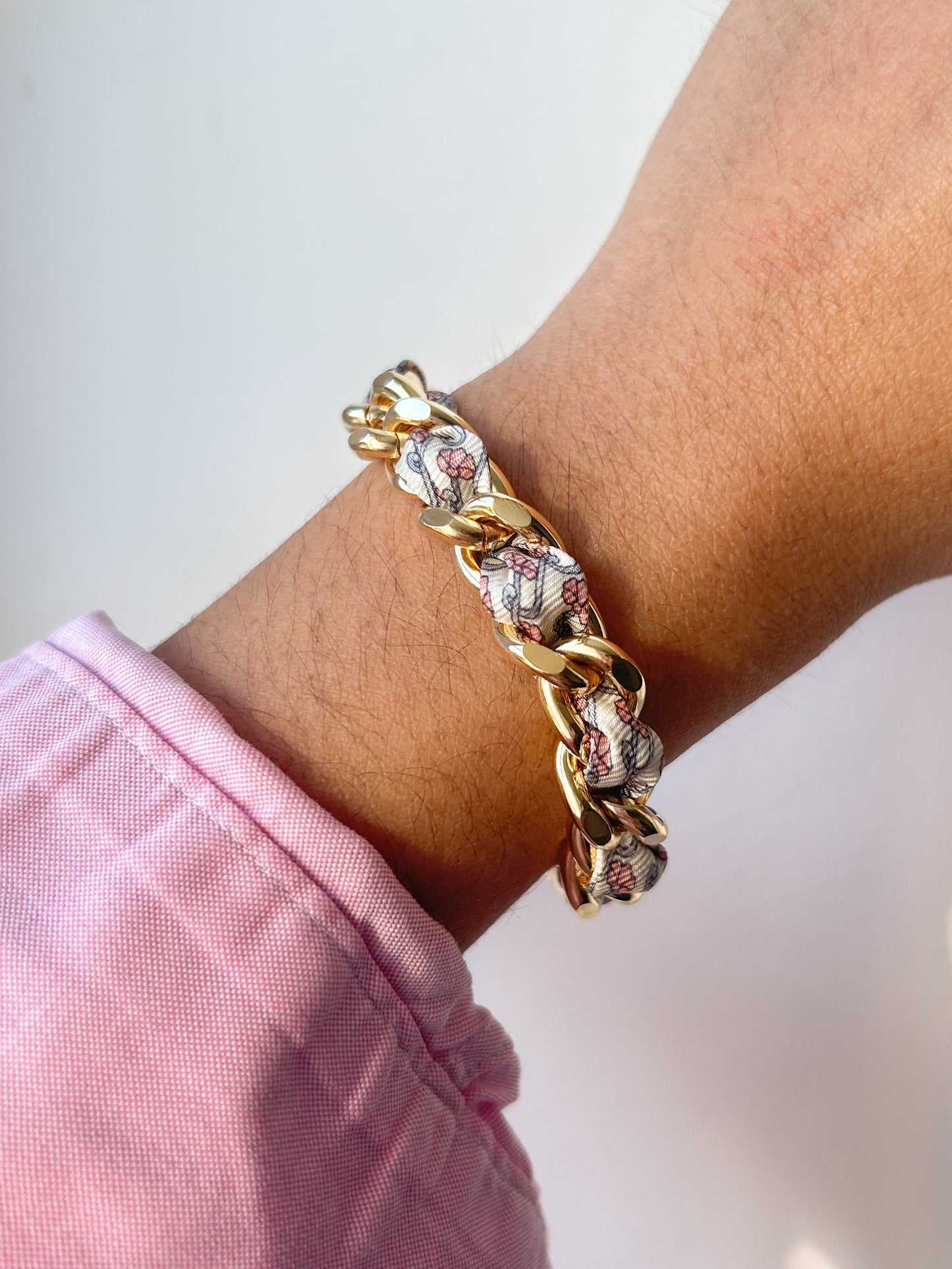 Bracelet Mailles Upcyclé 'Envolée fleurie'