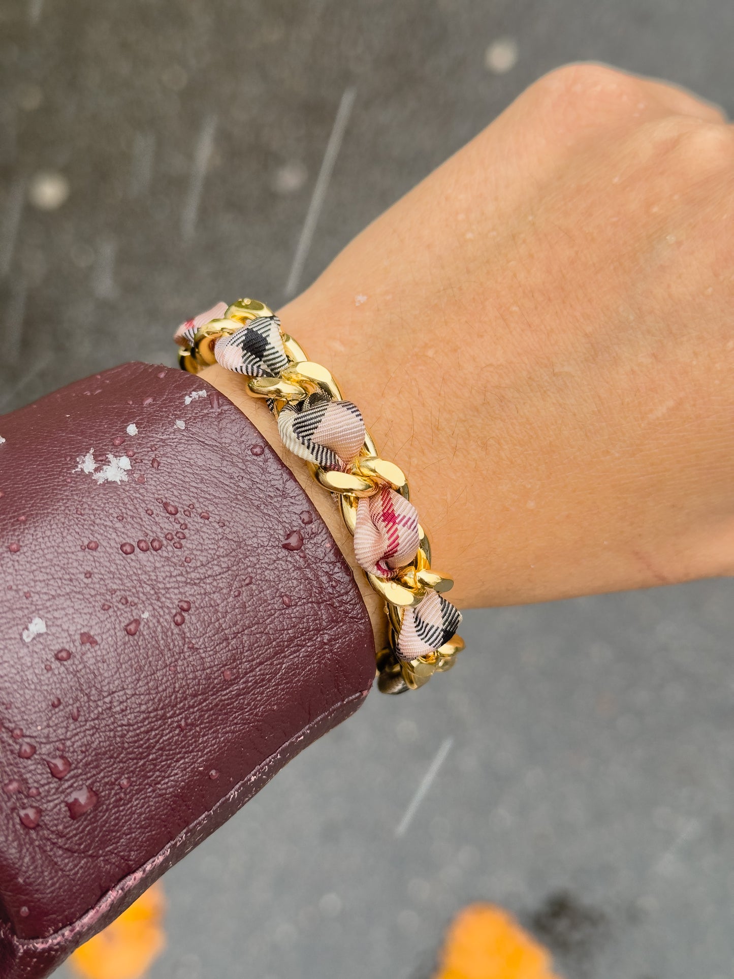 Bracelet Mailles Upcyclé 'Love Lock Pink'
