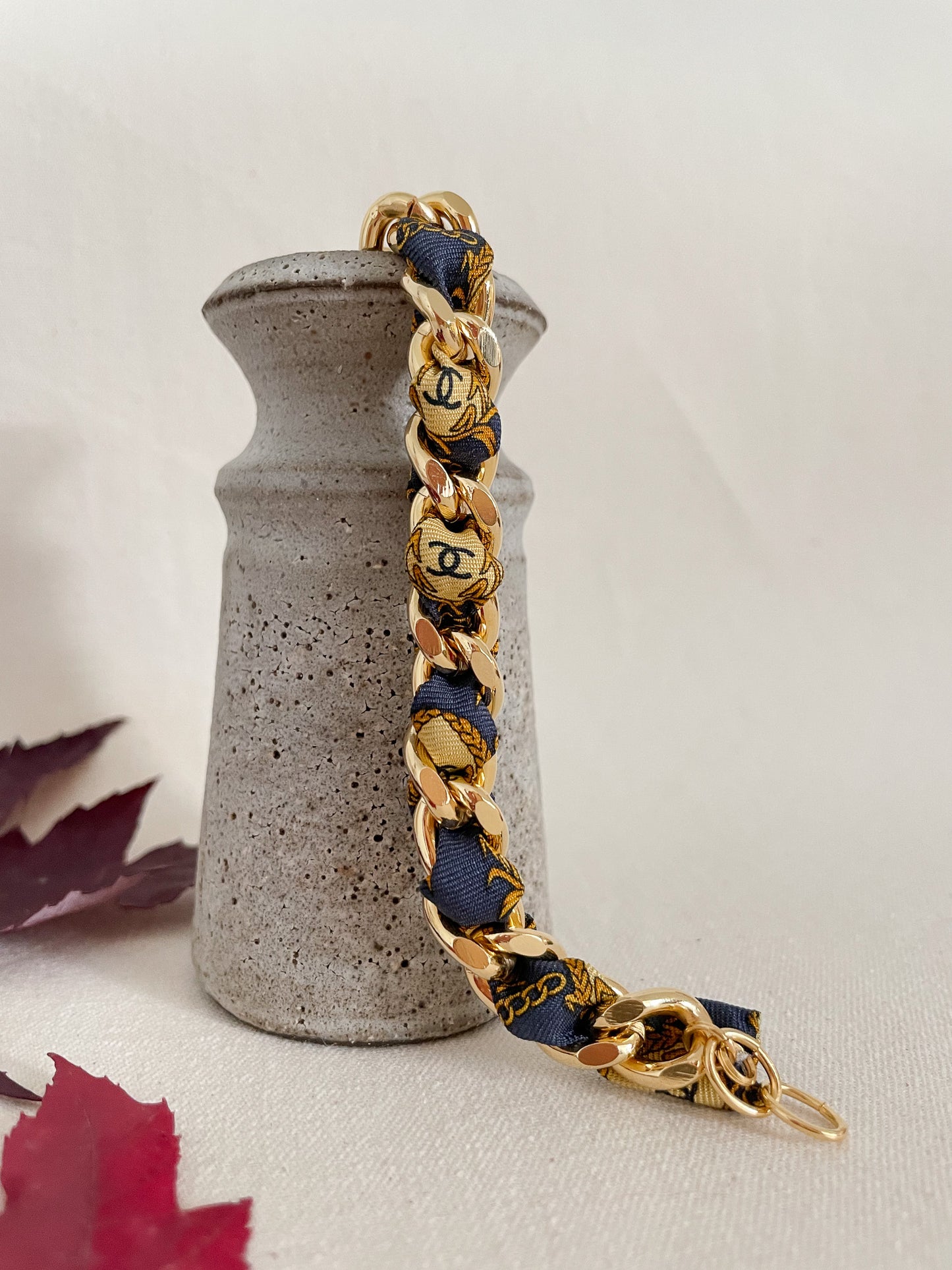 Bracelet Mailles Upcyclé Iconique 'Epis d'automne'