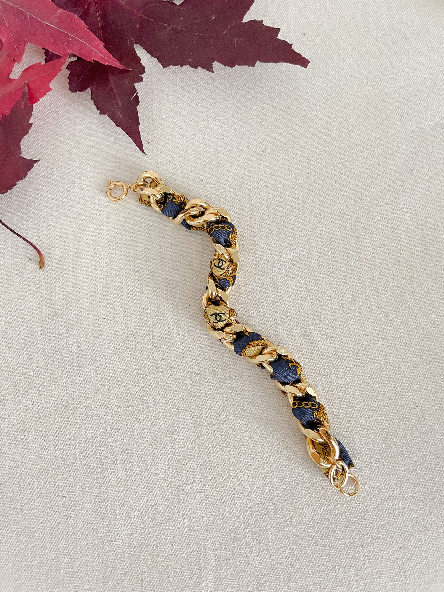 Bracelet Mailles Upcyclé Iconique 'Epis d'automne'