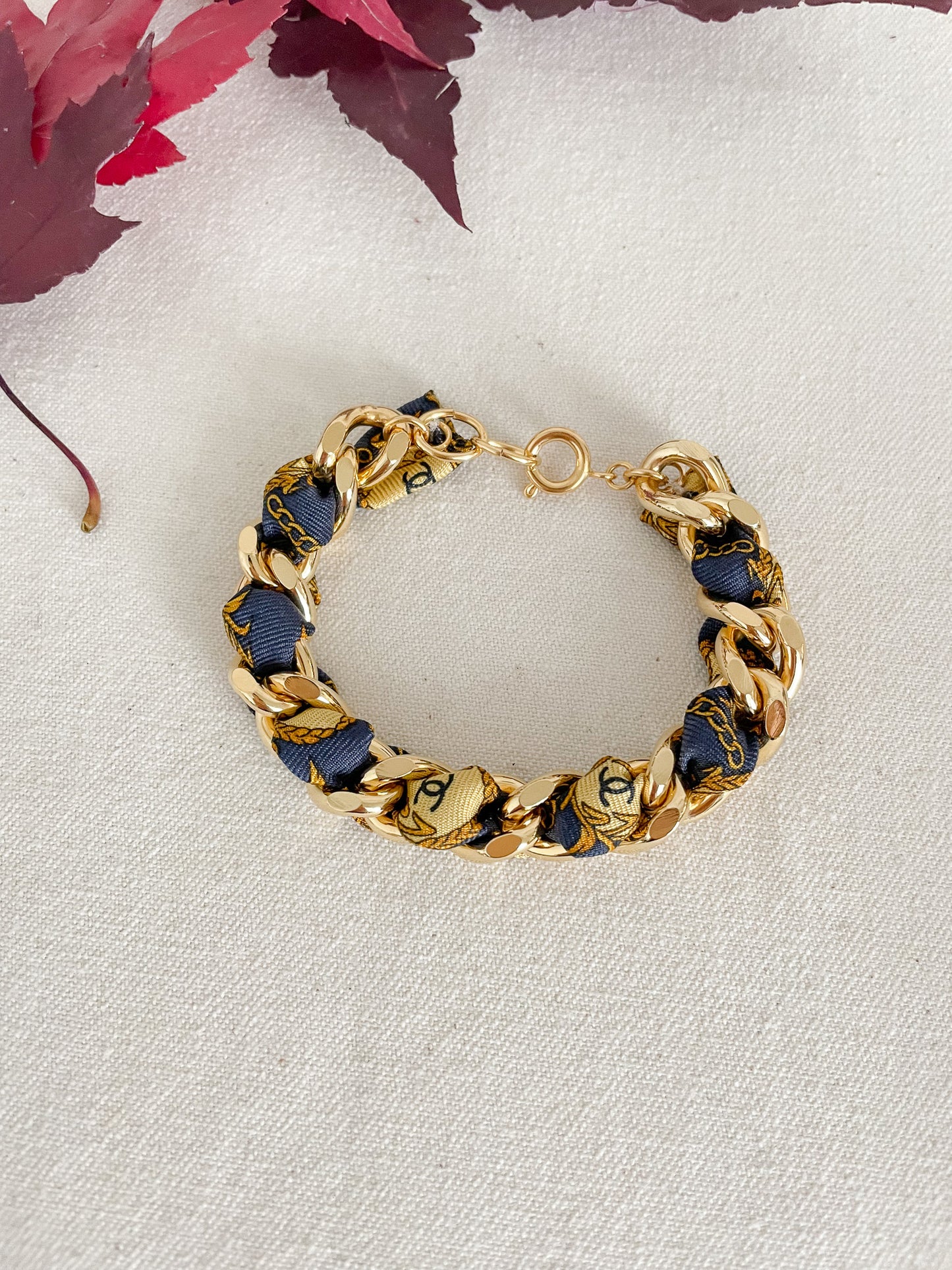 Bracelet Mailles Upcyclé Iconique 'Epis d'automne'