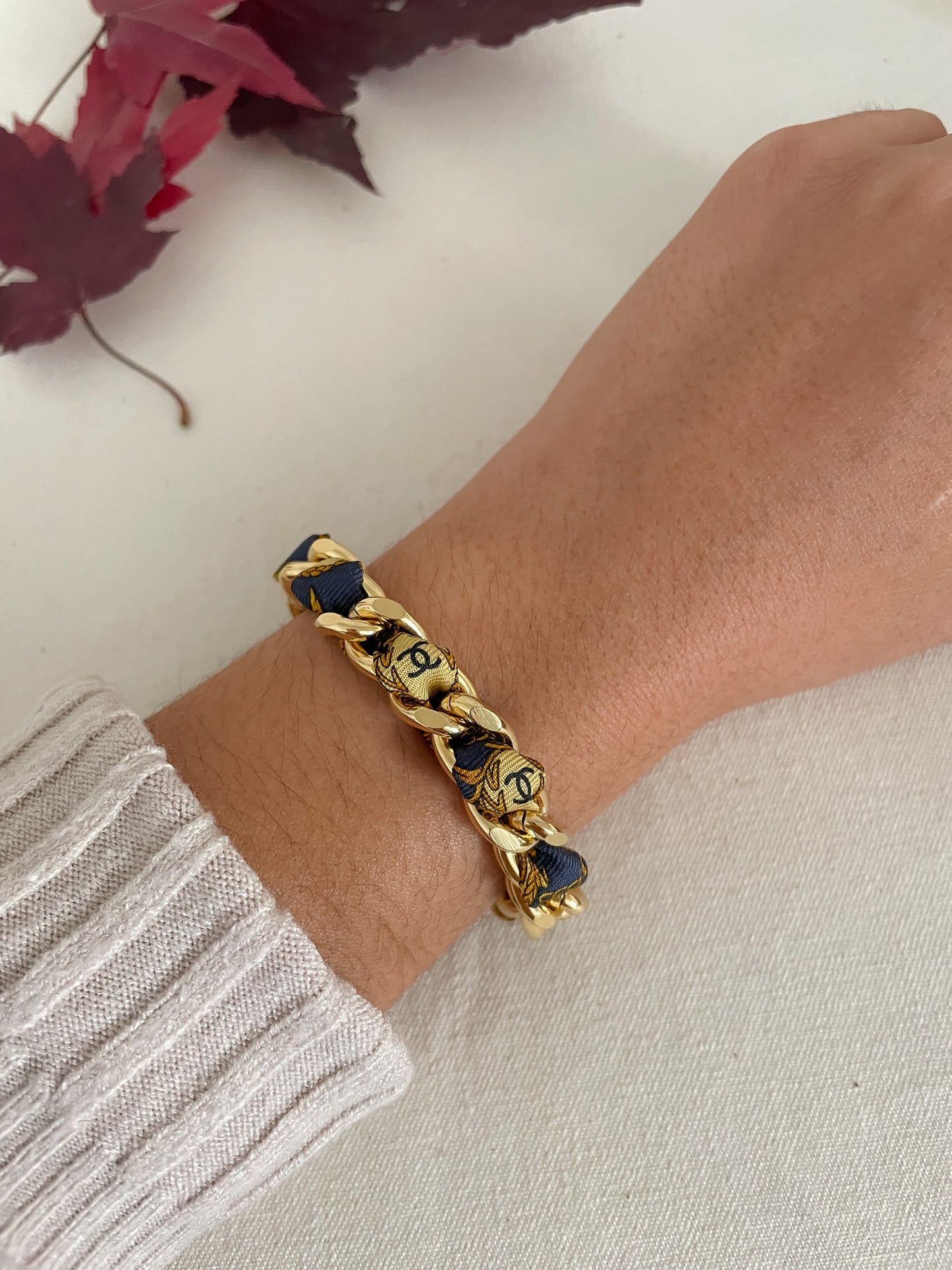 Bracelet Mailles Upcyclé Iconique 'Epis d'automne'