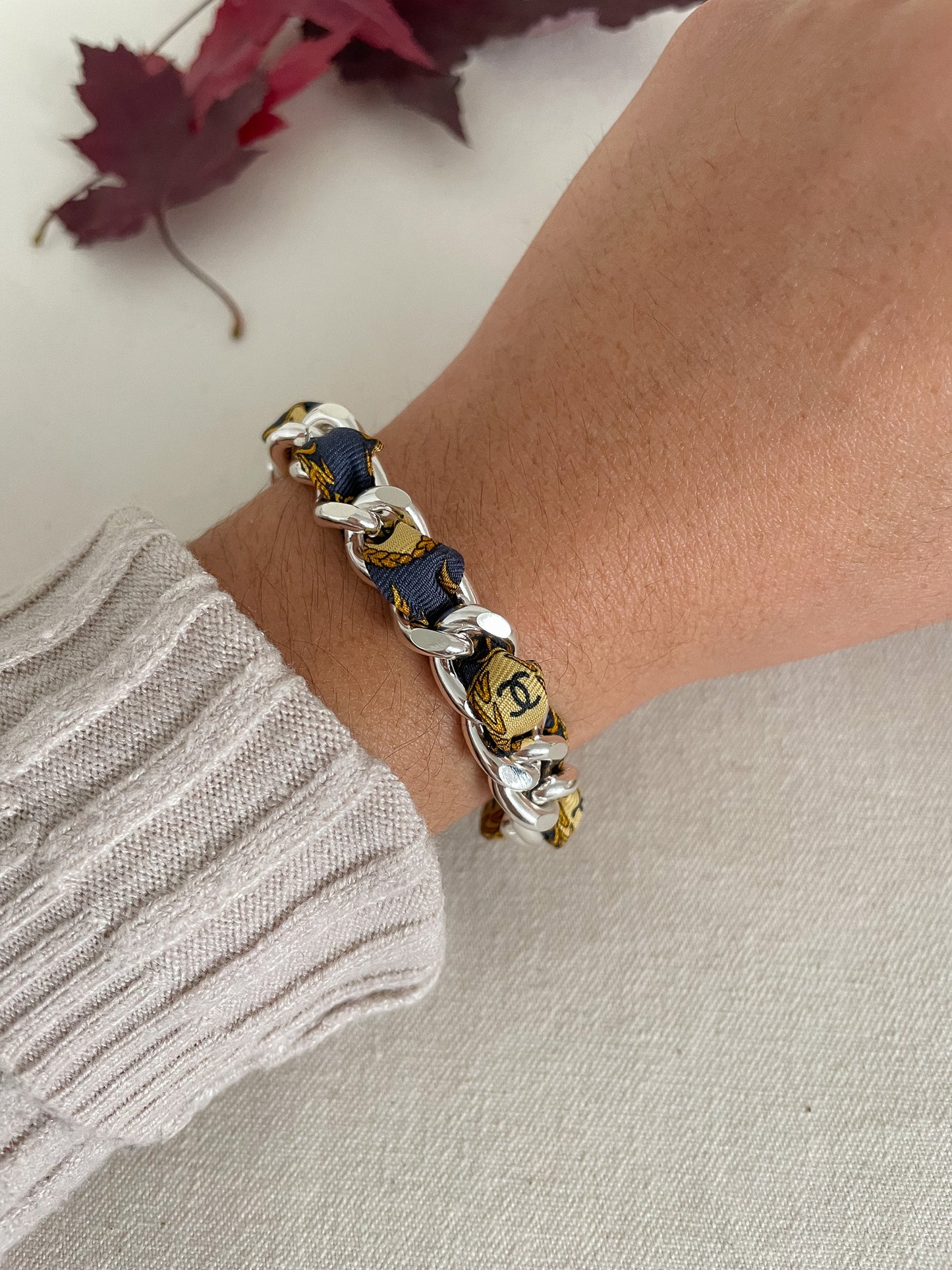 Bracelet Mailles Upcyclé Iconique 'Epis d'automne'