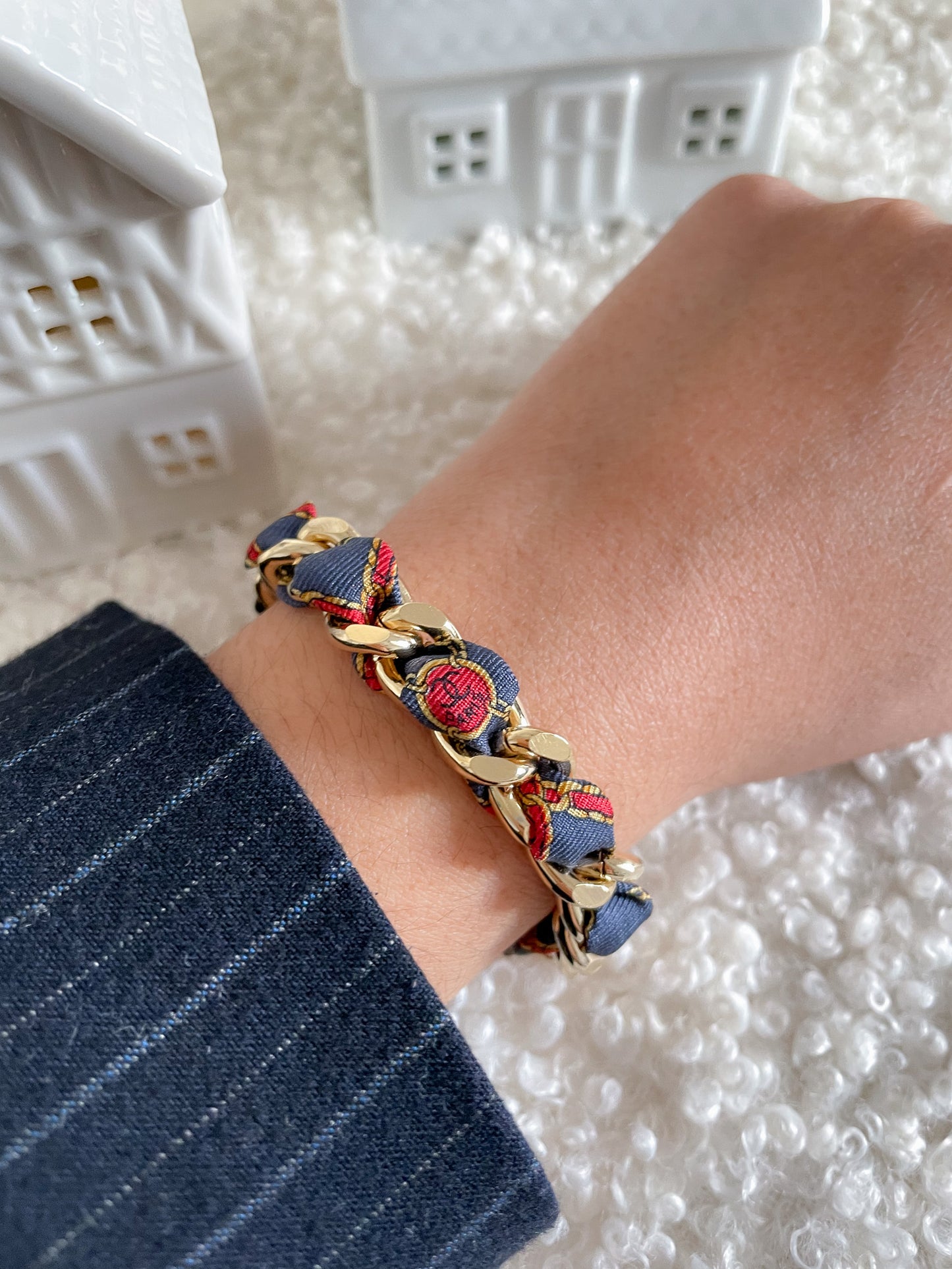 Bracelet Mailles Upcyclé Iconique 'Guimauve'
