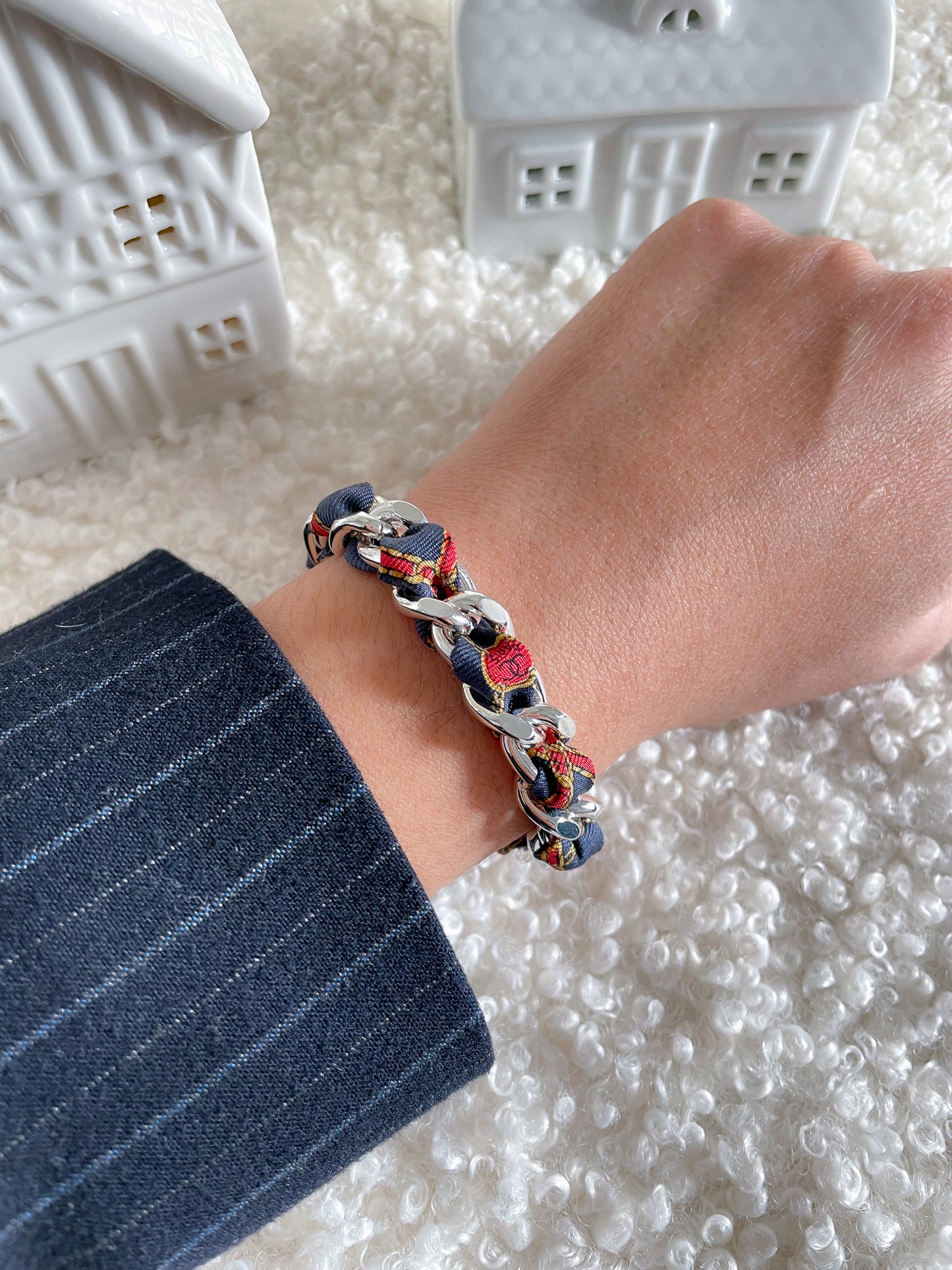 Bracelet Mailles Upcyclé Iconique 'Guimauve'
