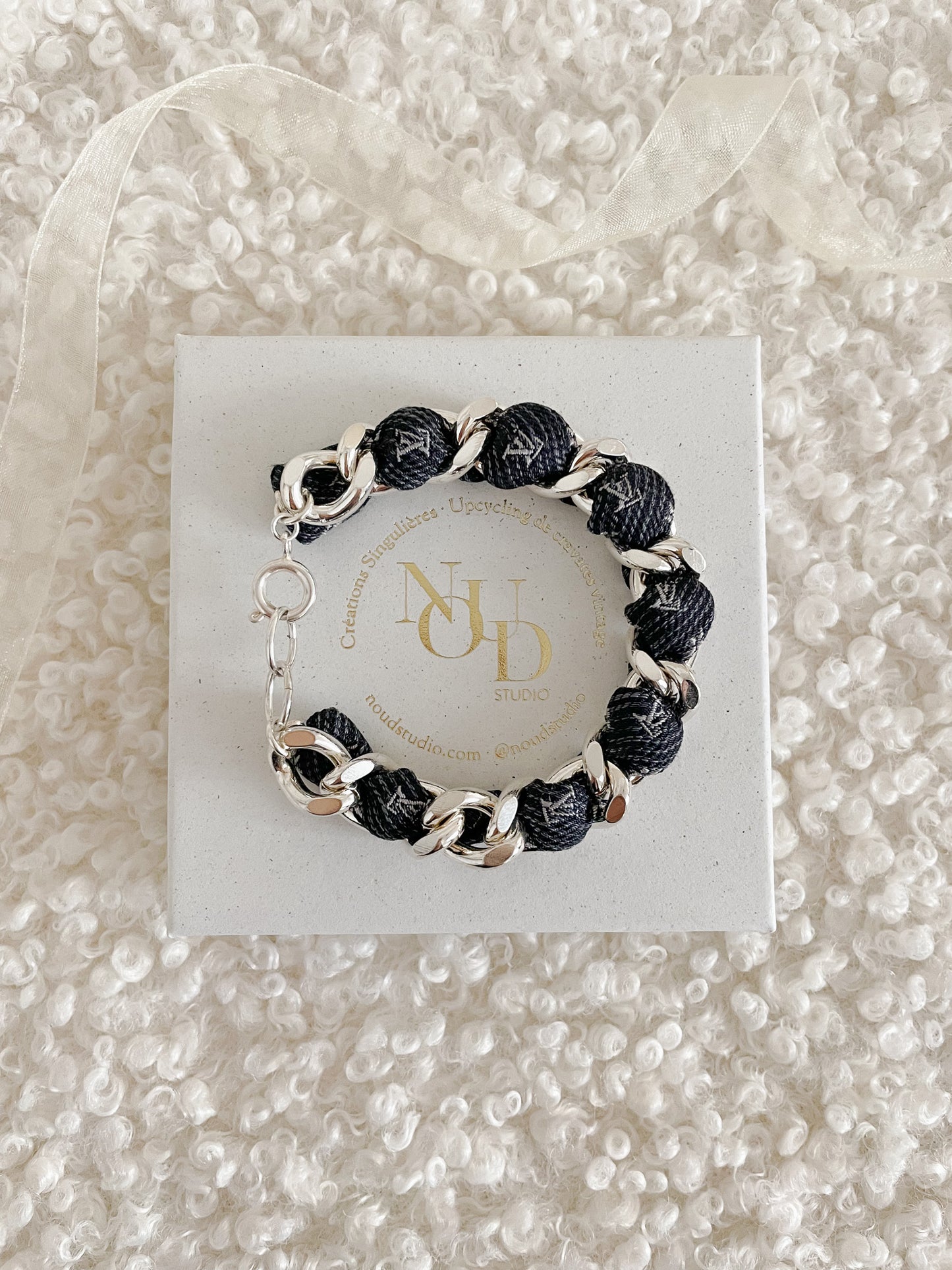 Bracelet Mailles Upcyclé Iconique 'Mont Blanc contrasté'