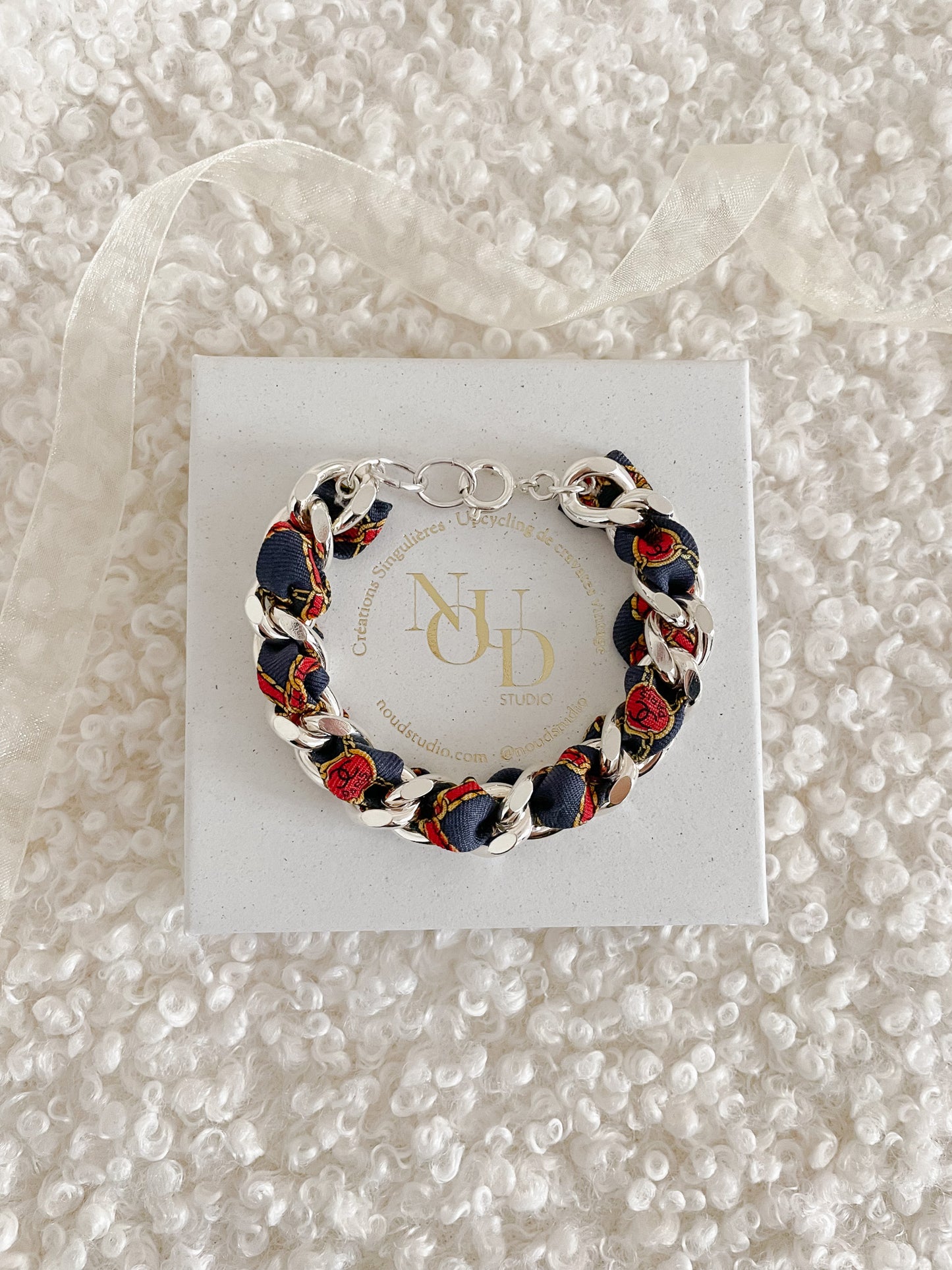 Bracelet Mailles Upcyclé Iconique 'Guimauve'