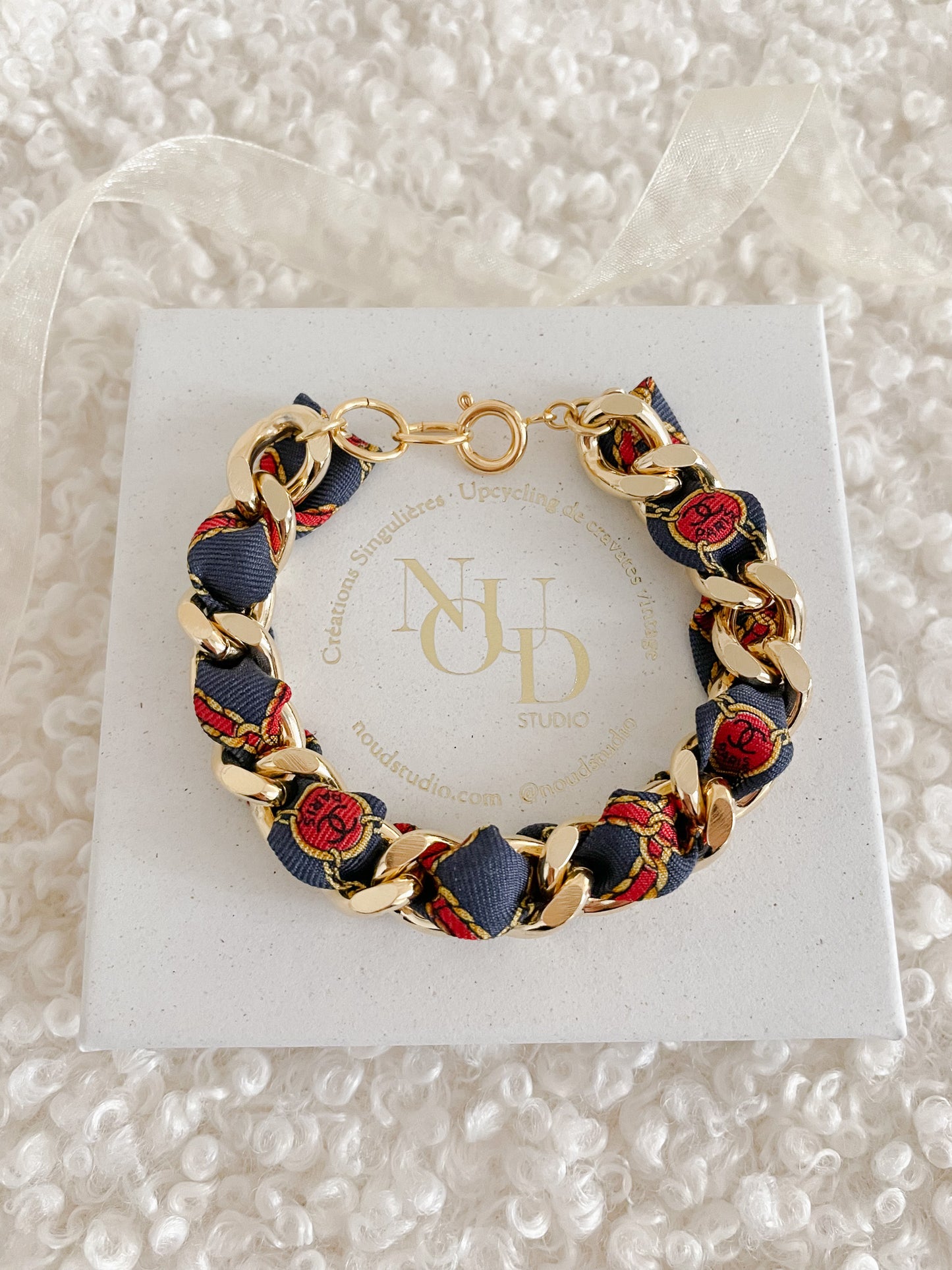 Bracelet Mailles Upcyclé Iconique 'Guimauve'
