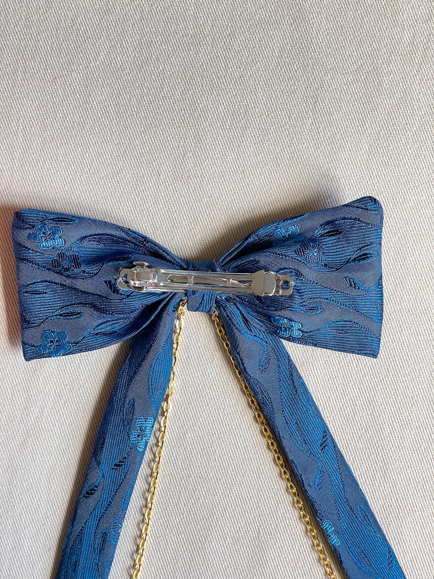 Barrette Nœud Upcyclé 'Mystère de Minuit'