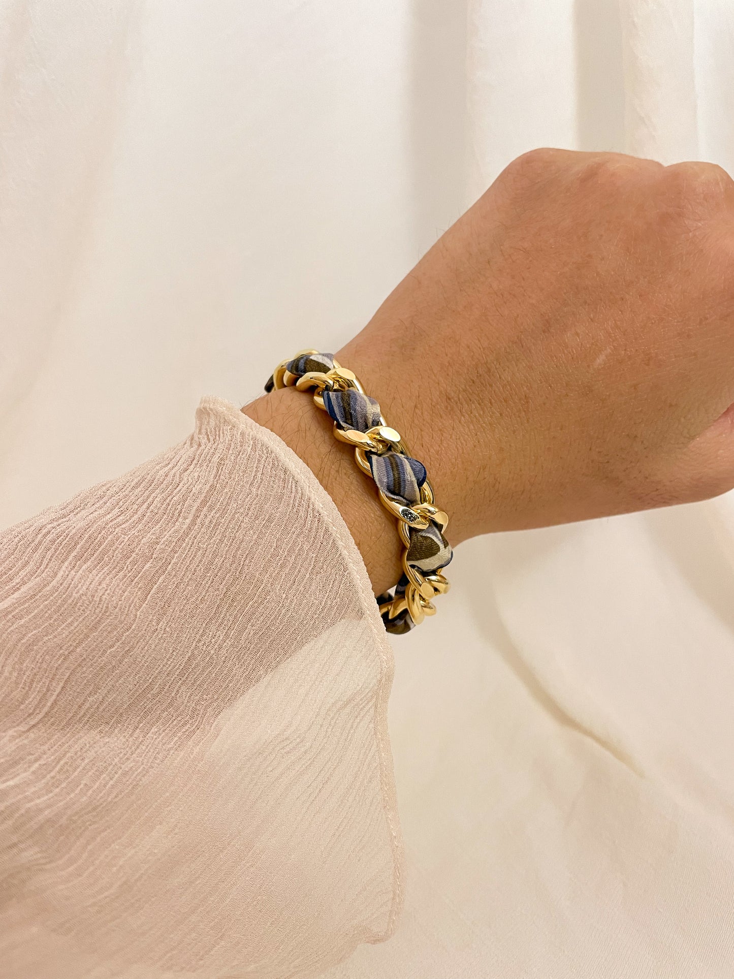 Bracelet Mailles Upcyclé 'Paon'