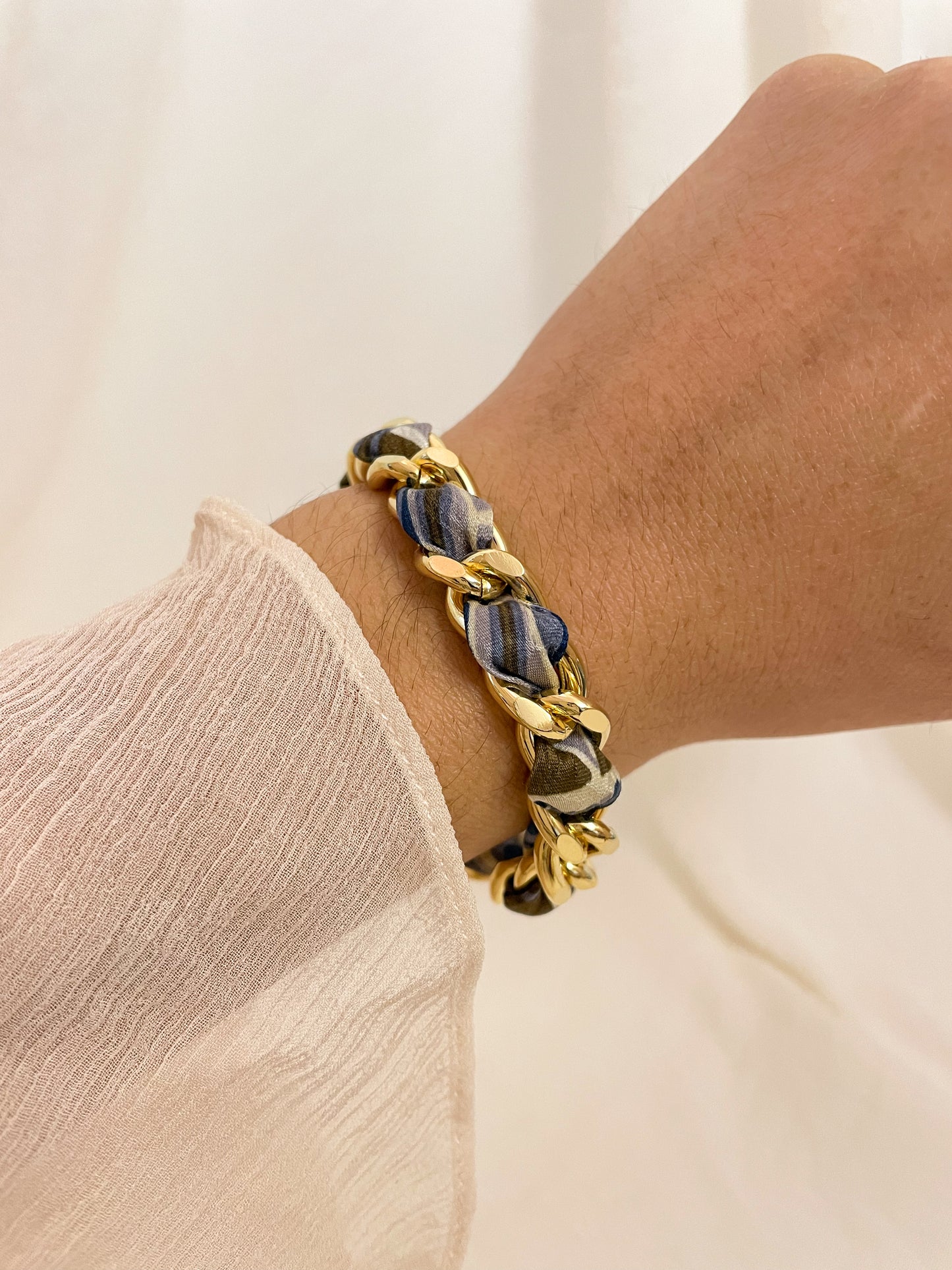 Bracelet Mailles Upcyclé 'Paon'