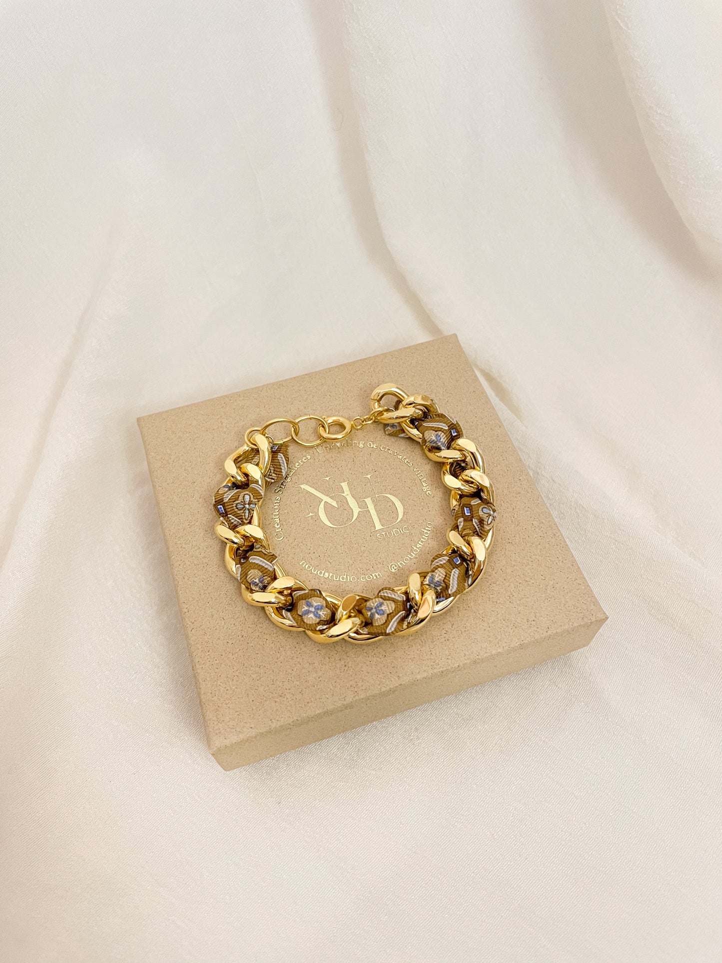 Bracelet Mailles Upcyclé 'Faïence'