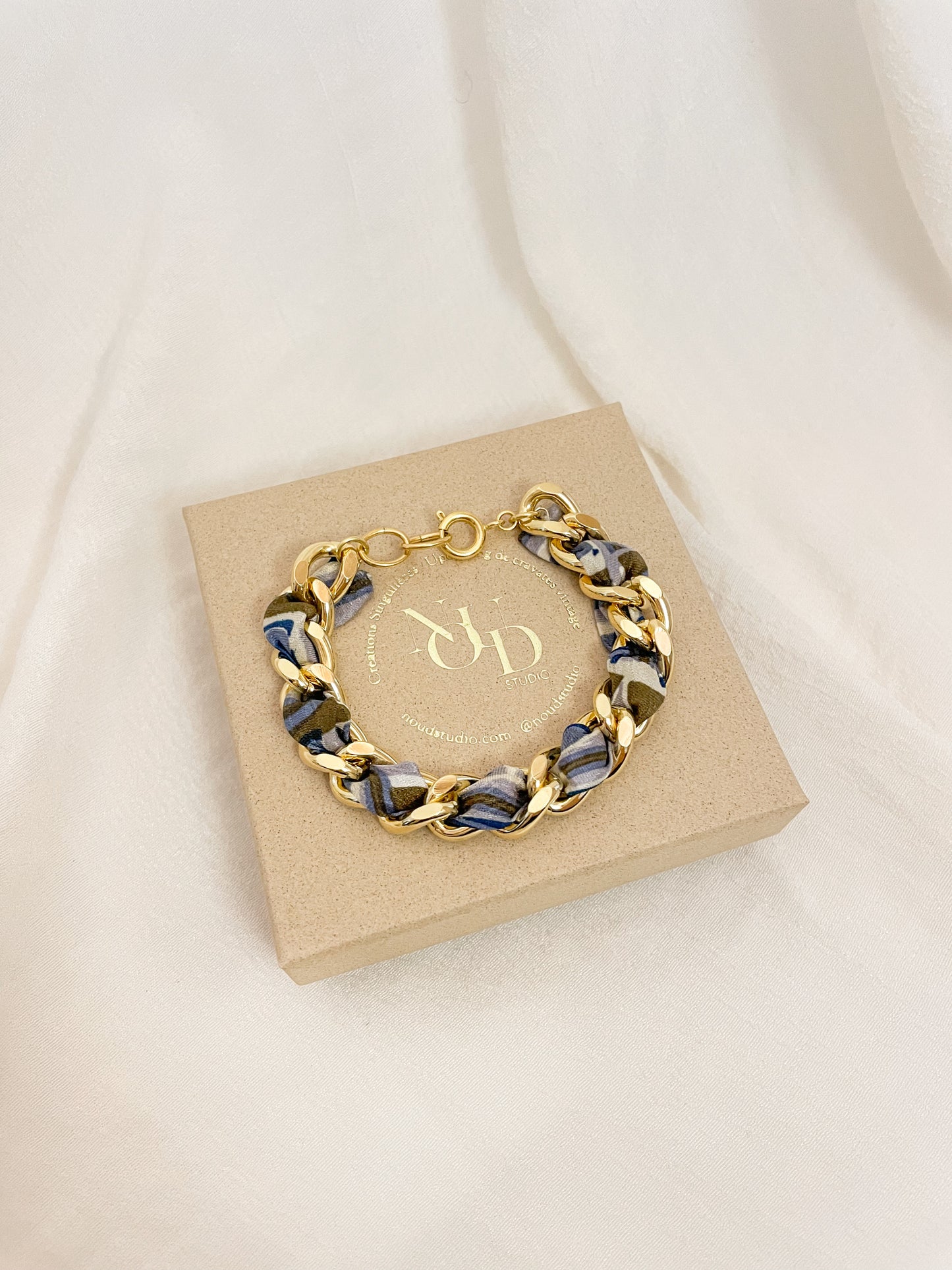 Bracelet Mailles Upcyclé 'Paon'