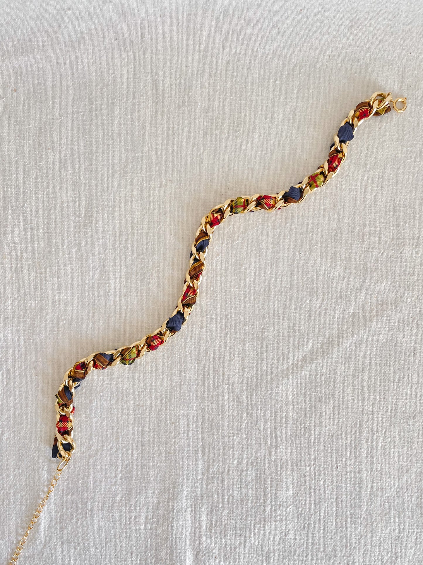 Collier Mailles Upcyclé Tout en Soie 'Lanière'