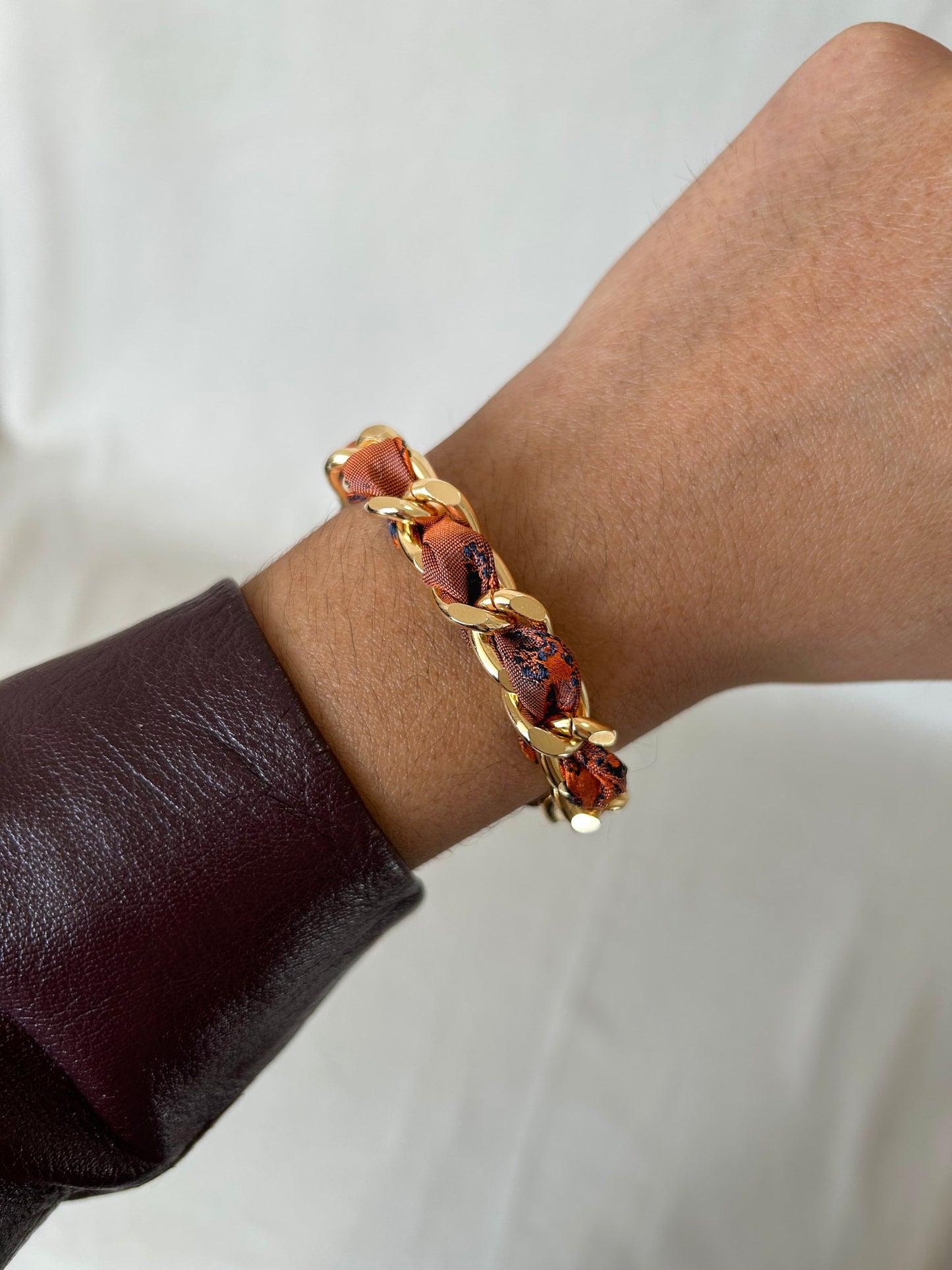 Bracelet Mailles Upcyclé 'Pumpkin'