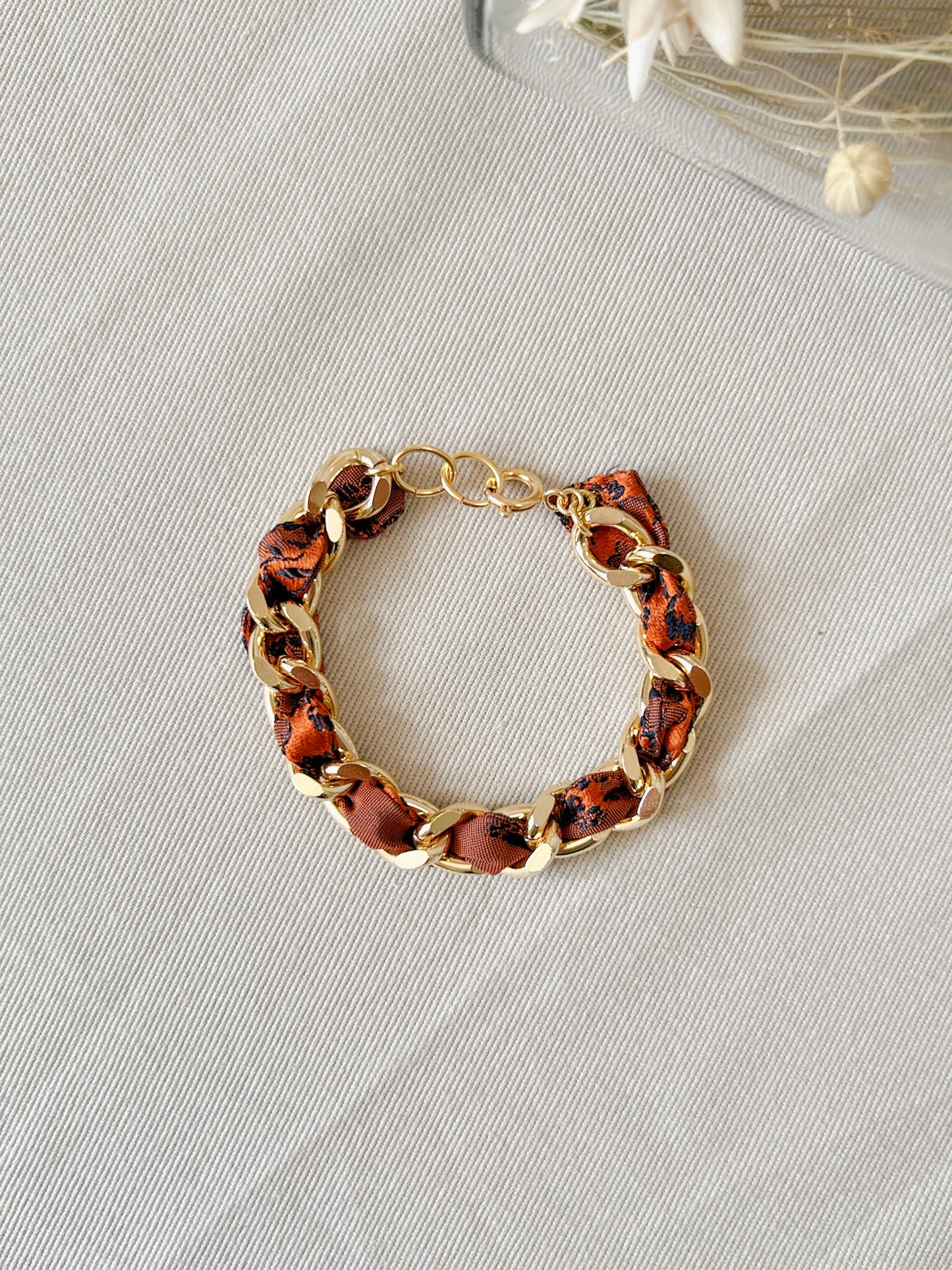 Bracelet Mailles Upcyclé 'Pumpkin'