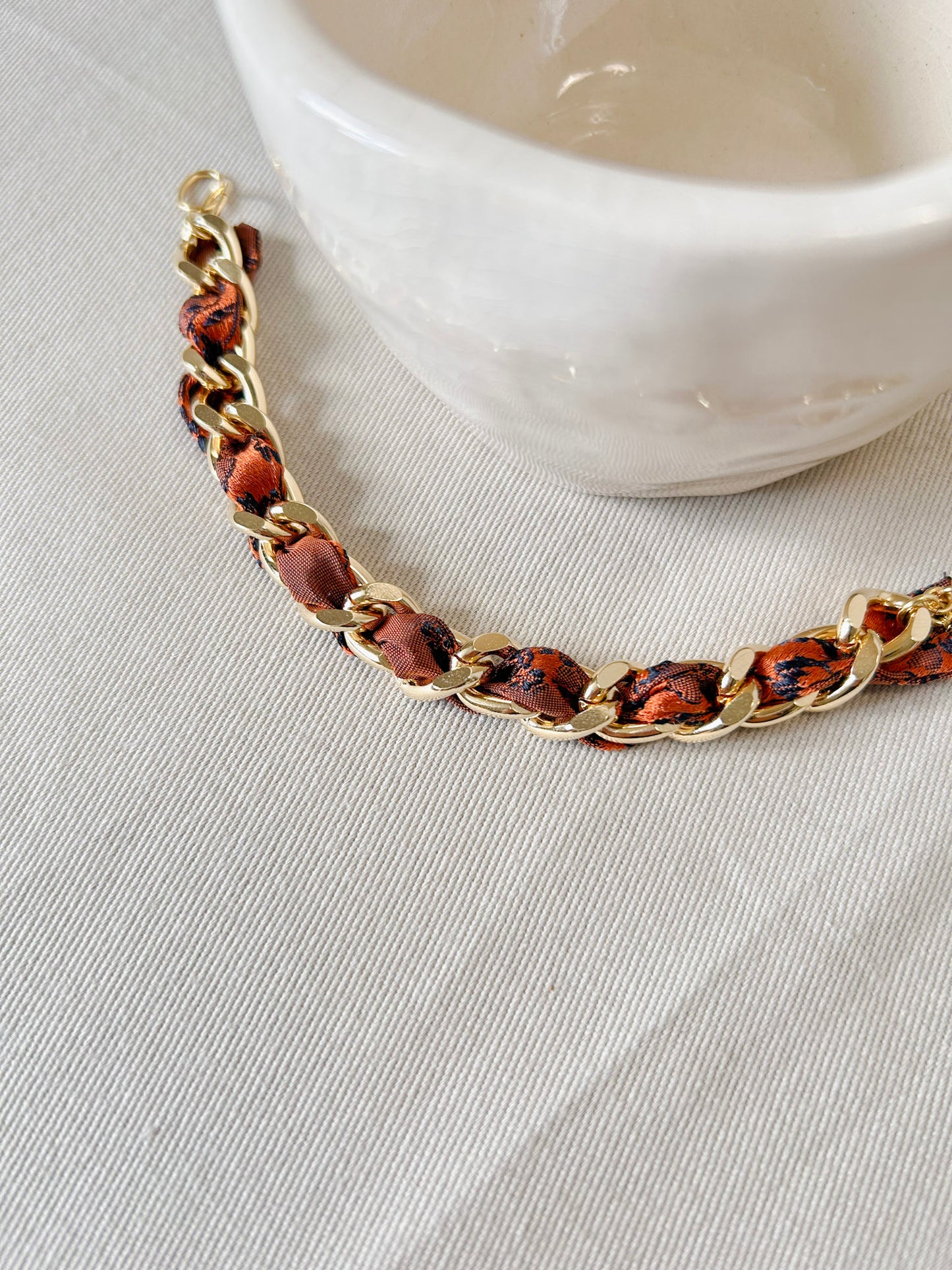 Bracelet Mailles Upcyclé 'Pumpkin'