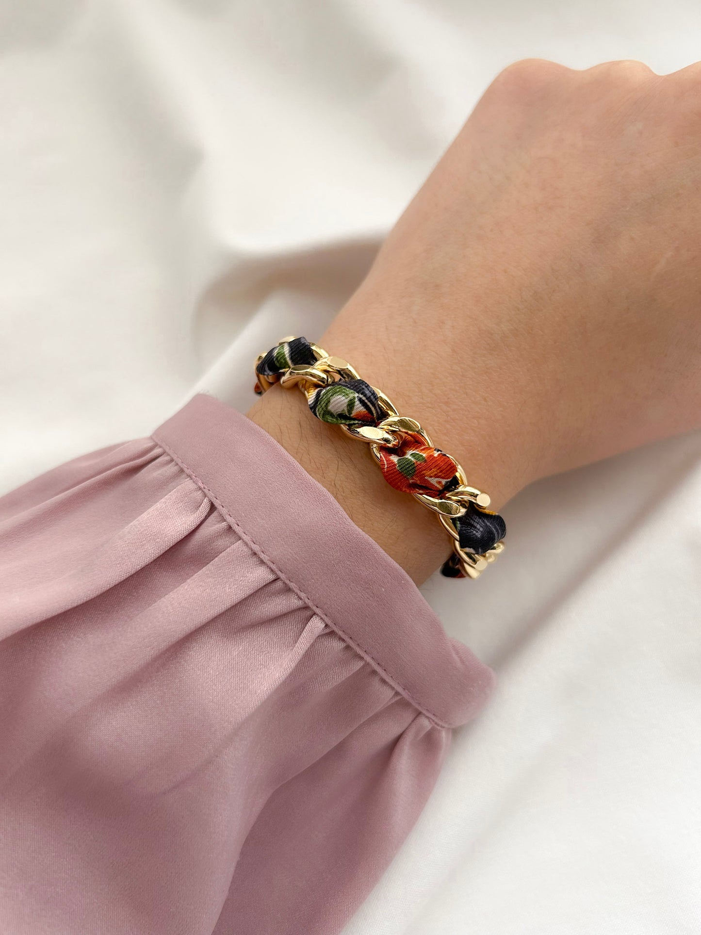 Bracelet Mailles Upcyclé 'Jardin d'hiver'