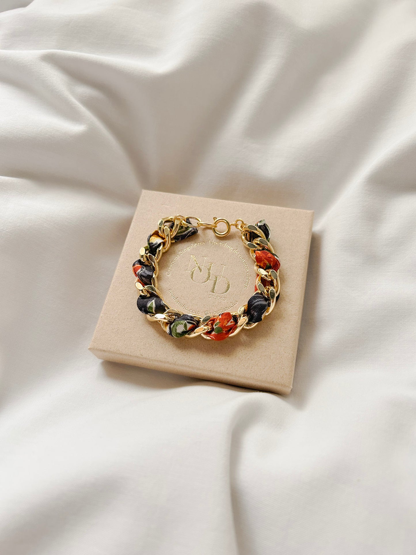 Bracelet Mailles Upcyclé 'Jardin d'hiver'