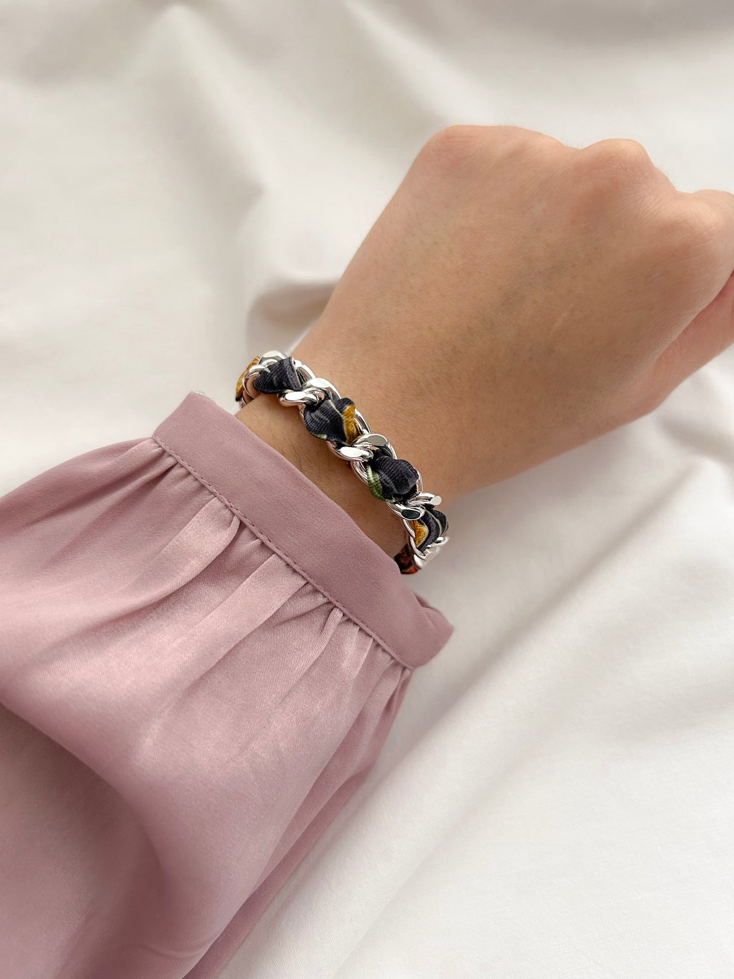 Bracelet Mailles Upcyclé 'Jardin d'hiver'