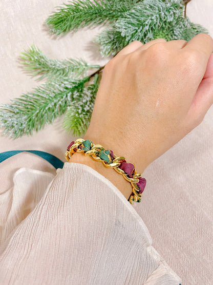 Bracelet Mailles Upcyclé 'Verdure Oblique'