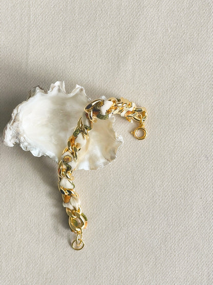 Bracelet Mailles Upcyclé 'Désert Blanc'