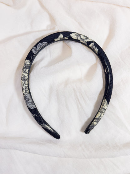 Headband Upcyclé Essentiel 'B&W Roses'