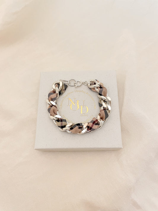 Bracelet Mailles Upcyclé 'Love Lock Pink'