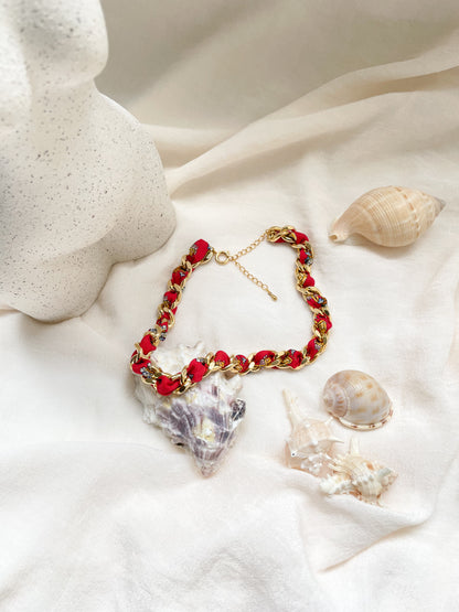 Collier Mailles Upcyclé Tout en Soie 'Bloody Mary'