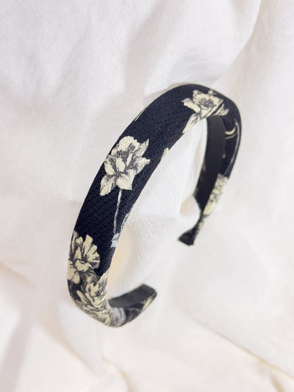 Headband Upcyclé Essentiel 'B&W Roses'