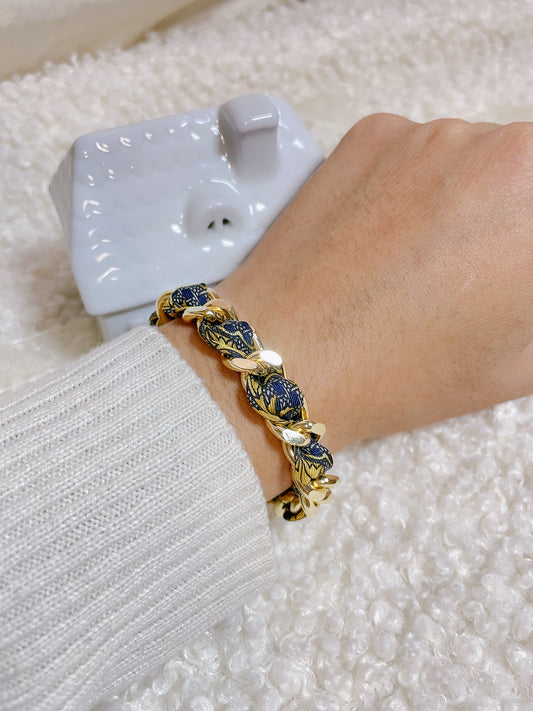 Bracelet Mailles Upcyclé 'Neige de soie'