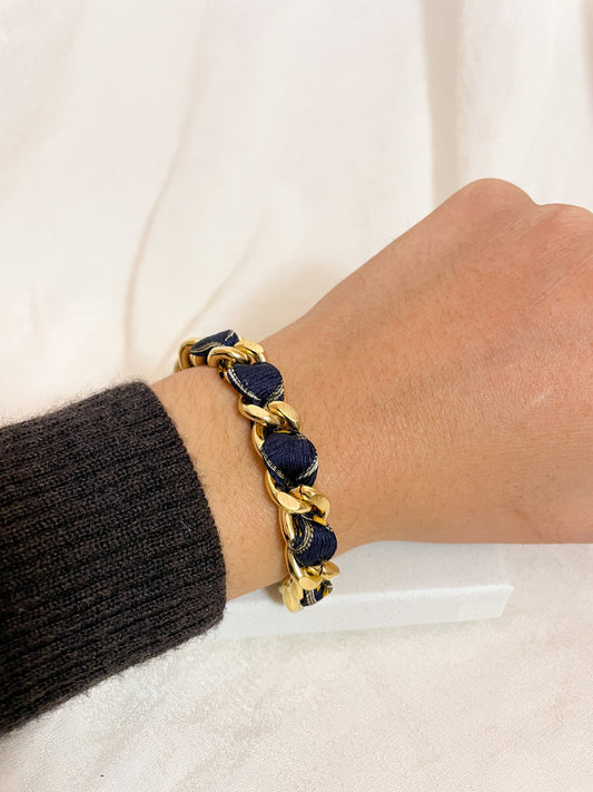 Bracelet Mailles Upcyclé 'Shimmery Navy'