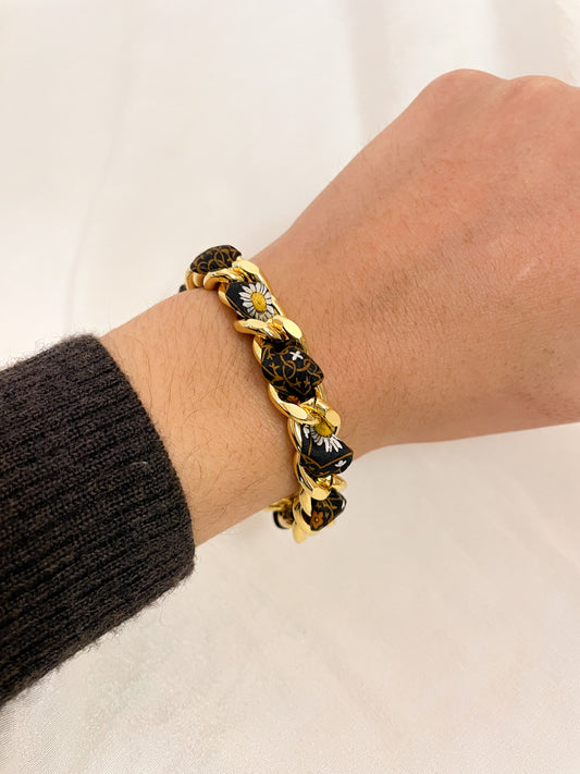 Bracelet Mailles Upcyclé 'Night Bloom'