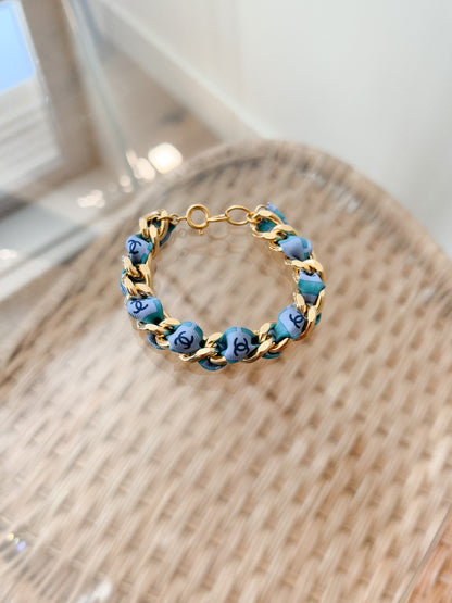 Bracelet Mailles Upcyclé Iconique 'Été Azur'