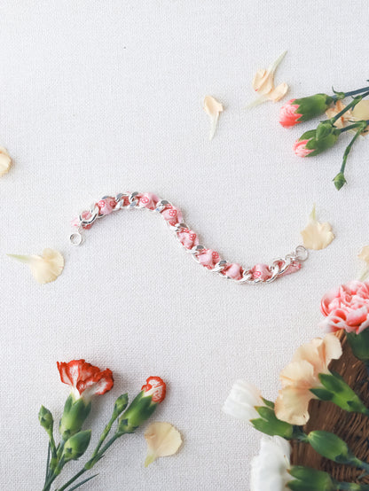 Bracelet Mailles Upcyclé 'Cerisier en Fleur'