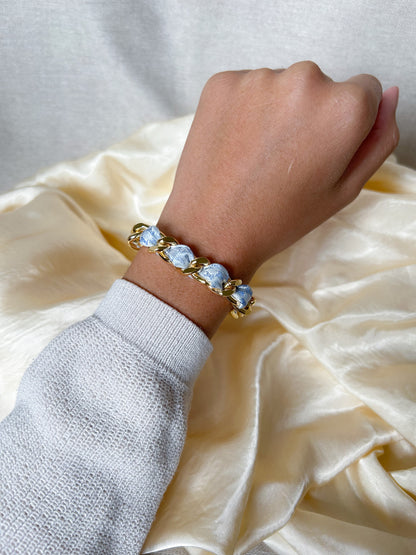 Bracelet Mailles Upcyclé Iconique 'Baby Blue'
